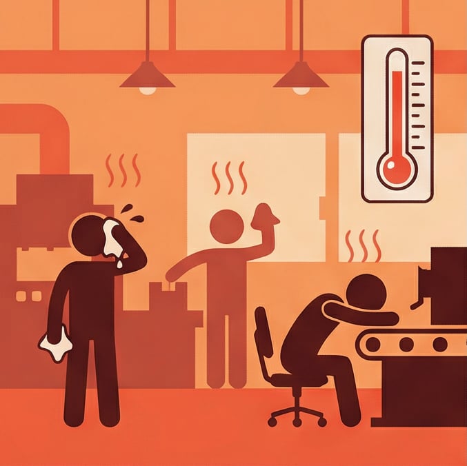 工場が暑く、熱中症対策が必要…